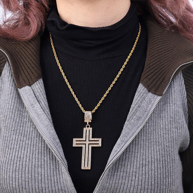 Full Diamond Cross Pendant Internet Celebrity Jewelry European and American Street Rap Personalized Male Female Universal Cross