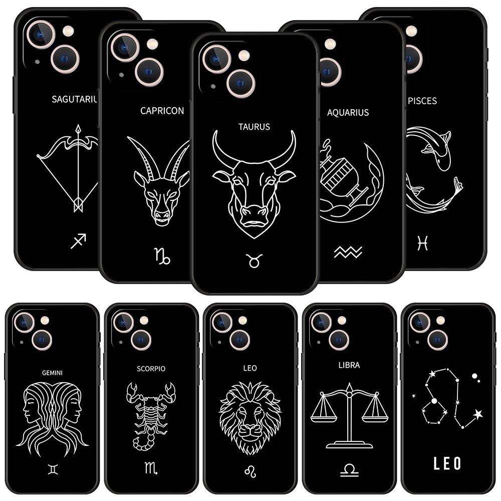 Twelve Constellations Luxury Phone Case For iPhone 16 13 15 14 12 11 Pro MAX XR X SE XS 7 8 Plus Soft TPU Shockproof Cover