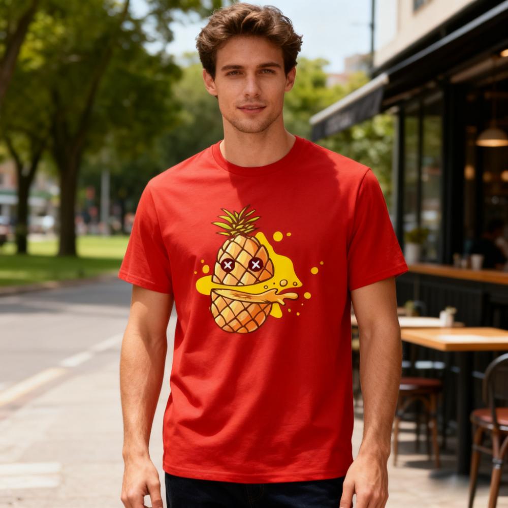 

Pineapple Shirt Tropical Fruit TShirt Creative Design The Cut Open Pineapple Tee Hip Hop Style Mens Streetwear Men Cotton Top... S разноцветный