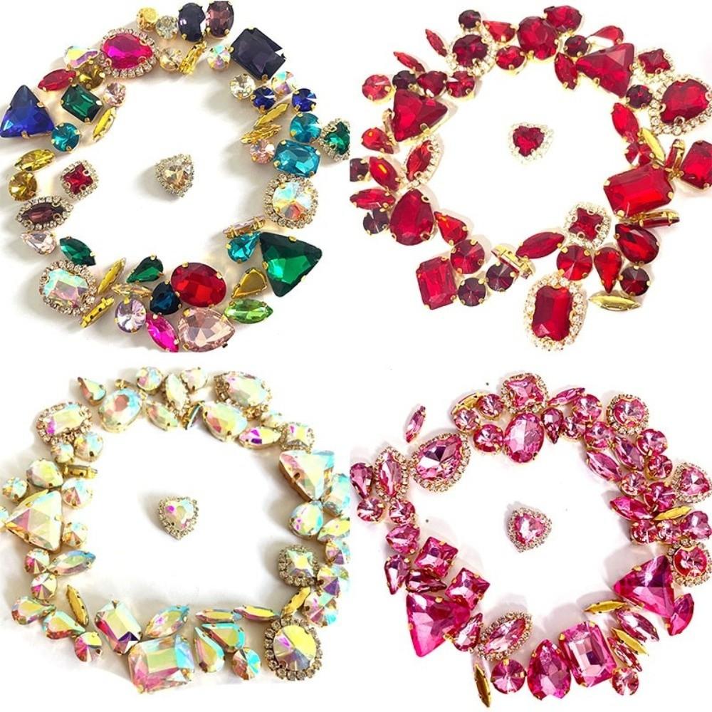 50pcs Set DIY Craft Water Drop Rhinestone Mixed Crystal Buckle Shining Claw Drill Buckle Handmade