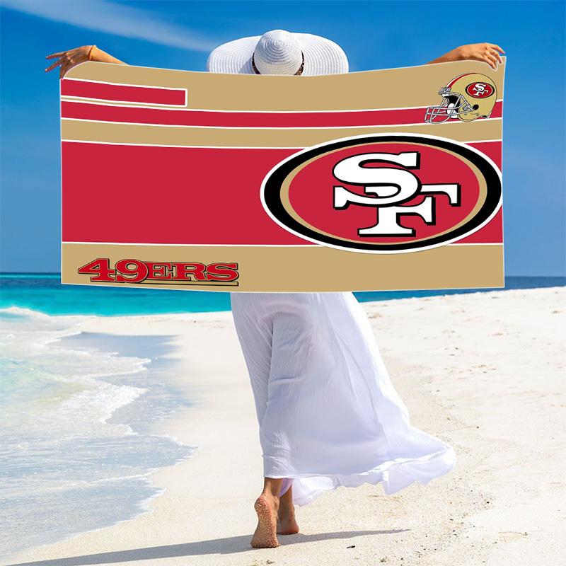 SF 49ers Print Beach Towel, Large Soft Quick Dry Towel for Beach Camping Swimming
