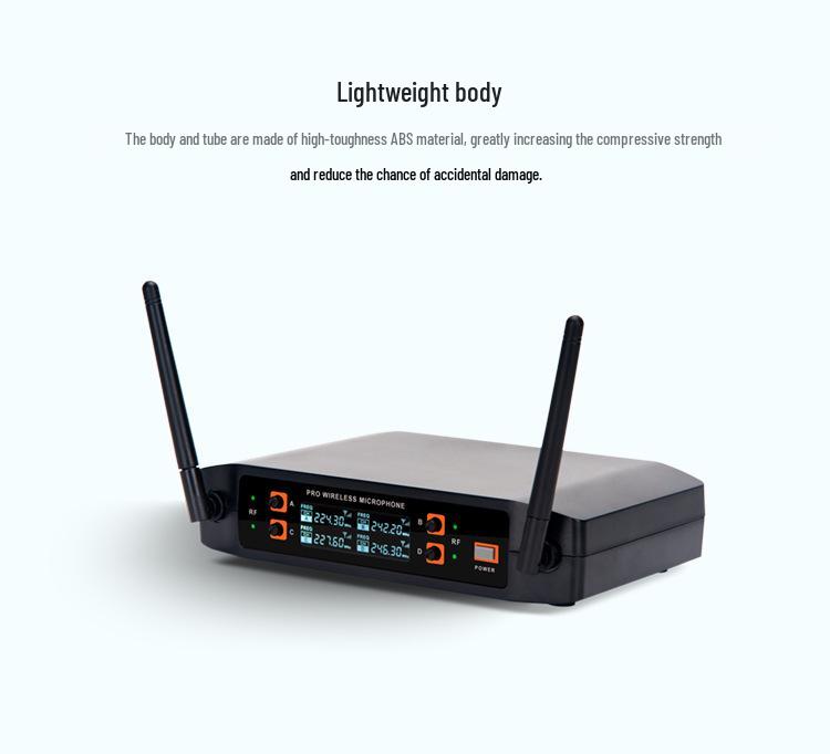 UHF Wireless Handheld Microphone Set: Four-Channel System for Conferences and Karaoke