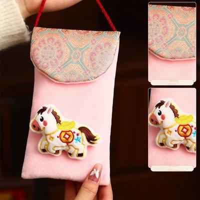 Chinese Style Cloth Red Envelope Traditional Cartoon Good Lucky Money Bag Best Wishes 2026 Year of The Horse Red Pocket