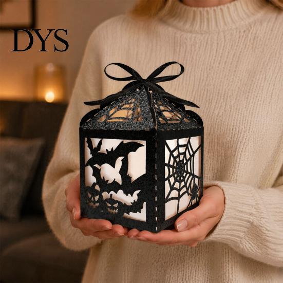 Holiday Celebration Supplies 5Pcs Halloween Gift Box, Bat Decor Candy Container, Trick or Treat Durable Reusable Props Spooky Paper Box for
