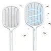 Electric Mosquito Swatter Rechargeable Insect Zapper Racket with Triple Layer Mesh and LED Indicator for Indoor Outdoor Use