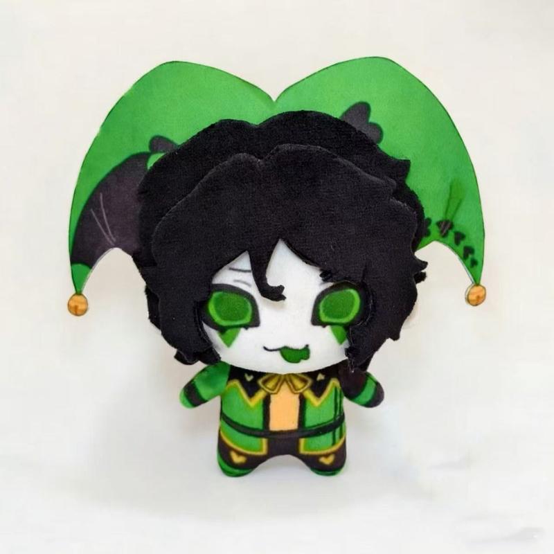 Latest 10cm Cute Green Eyes Circus Anime Game Freaks Character Harlequin Plush Toys Keychain Plushie Doll Bag Hanging Pendant