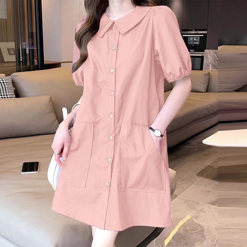 

ZANZEA Жіноча сукня з ляльковим коміром, однотонна, вільного крою, літня, з коротким рукавом 5XL