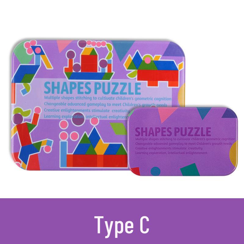 Geometric Shape Puzzle Tin: Educational Wooden Tangram for Children