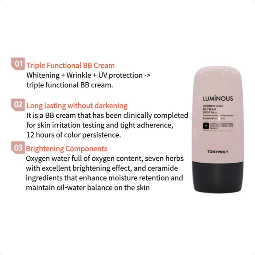 Tonymoly Luminous Goddess Aura Krem BB 45g SPF37 PA++
