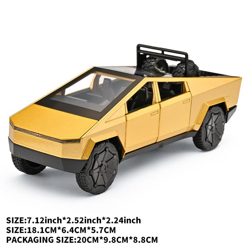 1/32 Tesla Cybertruck Toys Diecast Model Car Alloy Metal Pickup Truck Colorful Indoor Desktop Display Collection Game for Children Boy