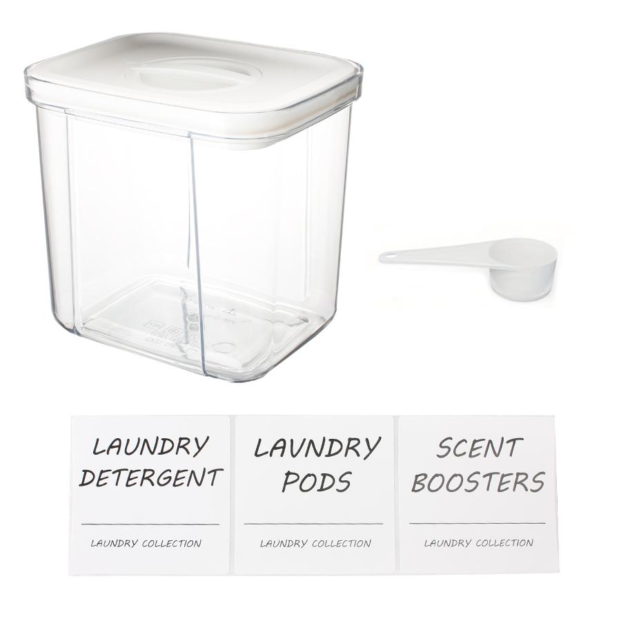 

Laundry Pods Container for Room Organization, Pod Up Holder with Labels and Scoop Detergent Powder Container, Dryer Sheet Holder чистий