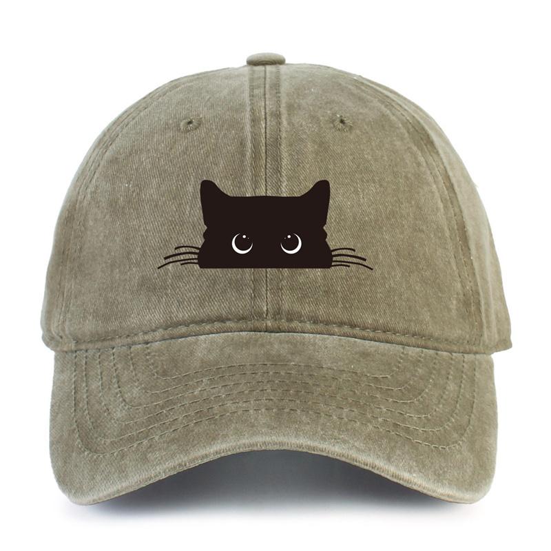 

Унисекс Весенняя мужская хлопковая бейсболка с принтом в виде черного кота, повседневный спортивный козырек и кепка в стиле washed-retro 52-62CM