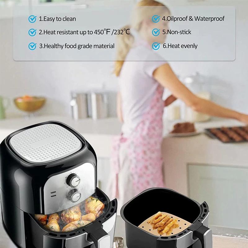 Air Fryer Paper Disposable Steamer Liners Kitchen Bakeware Papers Baking Non-Stick Steaming Mat Oil-absorbing Paper for Fryer