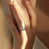 925 Modern Sterling Silver Adjustable Ring For Women With Trendy Geometric Design
