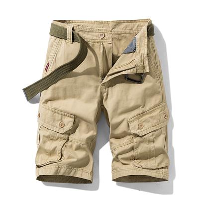 Herren Sommer Marke Einfarbig Lässig Klassisch Cargo Shorts Herren Mode Baumwolle Mehrfach-Taschen Shorts Herren Oberbekleidung Atmungsaktive Shorts Ohne Gürtel