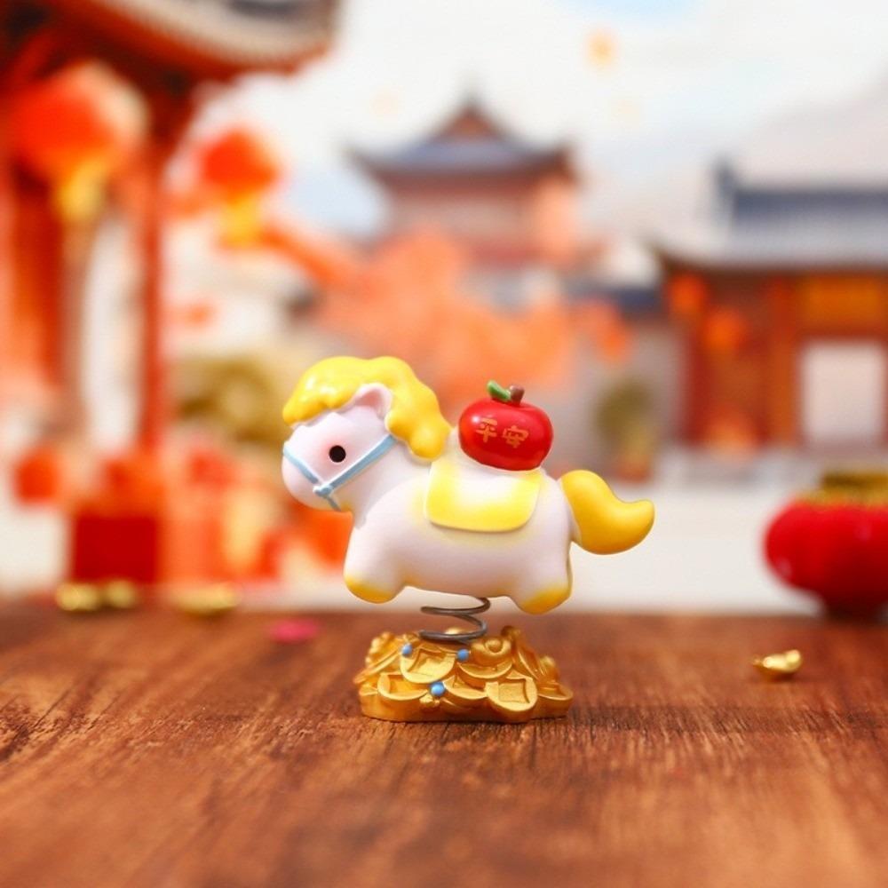 

New Resin Horse Desktop Ornament Cartoon Horse Chinese Style Car Interior Decoration Mini Horse Figure Gifts