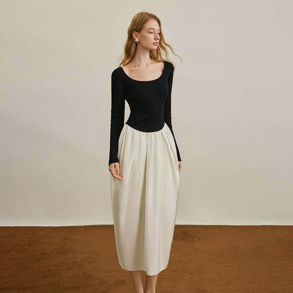 Waiwaiaiem YyContrast Spliced Waist Dress