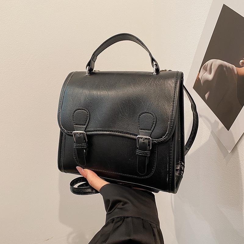 

Student class backpack women s fashion college style briefcase niche simple oblique span women s bag чёрный