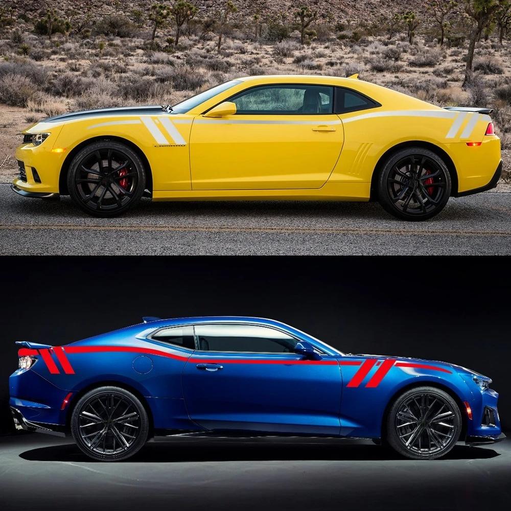 Car Waist Line Stickers For Chevrolet Camaro ZL1 Z28 RS SS Long Stripes Sport Styling Vinyl Film Decals Auto Tuning Accessories