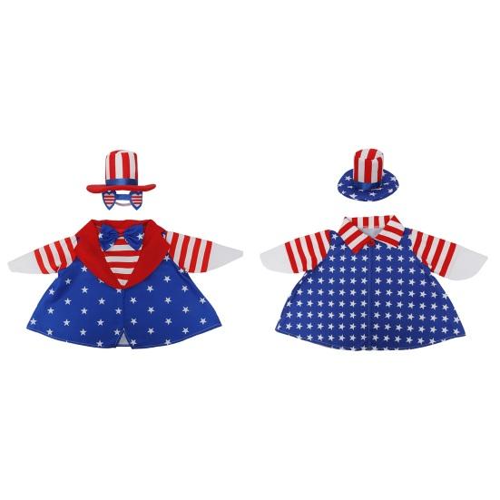 1 Set Independence Day Goose Outfit Outdoor Porch Goose Costumes Patriotic Stars And Stripes Jacket Hat Set for 23 Inch