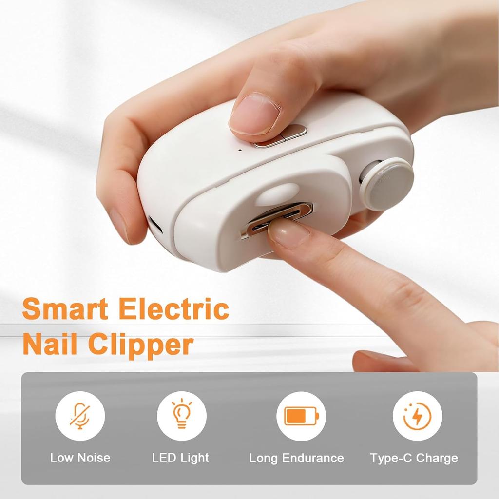 2 IN 1Electric Nail Clipper Automatic Nail Care Kit Manicure Nail Trimmer For Adult Baby Finger Toe Scissors Pedicure Thick Nails Cutter Sharpener