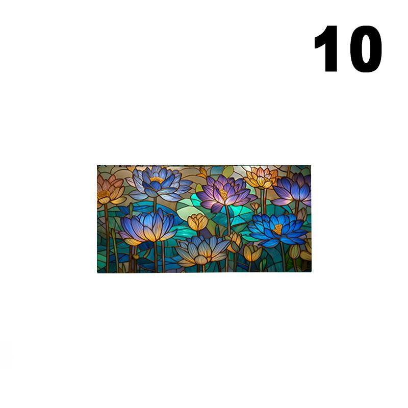 European Style Oil Painting Art Privacy Window Film Waterproof Sun-proof Church Stained Glass Film Lotus Pattern Window Stickers