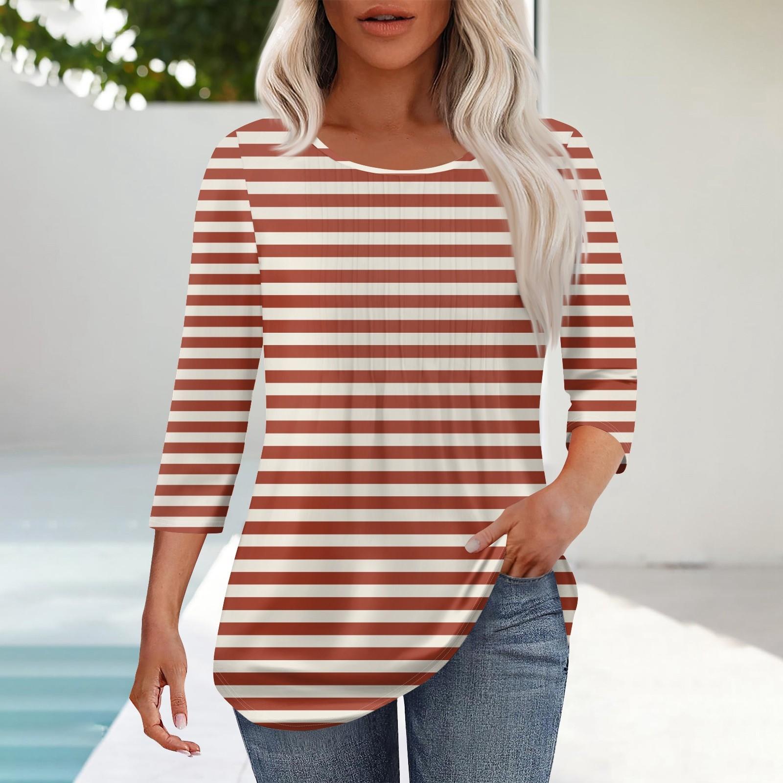 

Женская мода повседневный цветочный принт плиссированный круглый вырез повседневный рукав три четверти весна и лето топ M