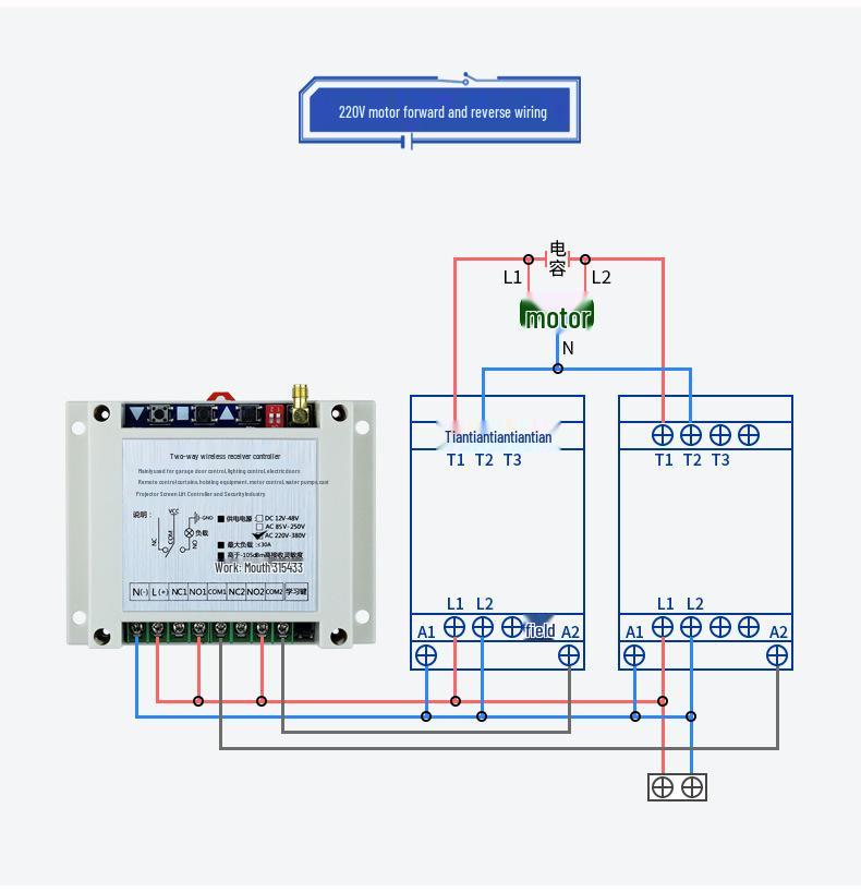 FSK Industrial Switch Control Board / Dual-Way Motor Contactor Box AC 220V-380V