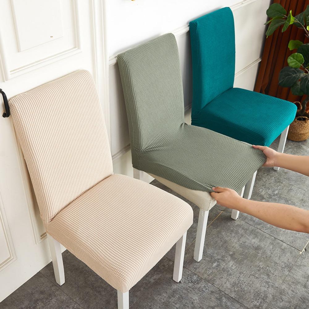 Plaid Fleece Thick Elastic Chair Covers for Hotel Restaurant Dining Stretchable Anti-Stain Seat Slipcovers