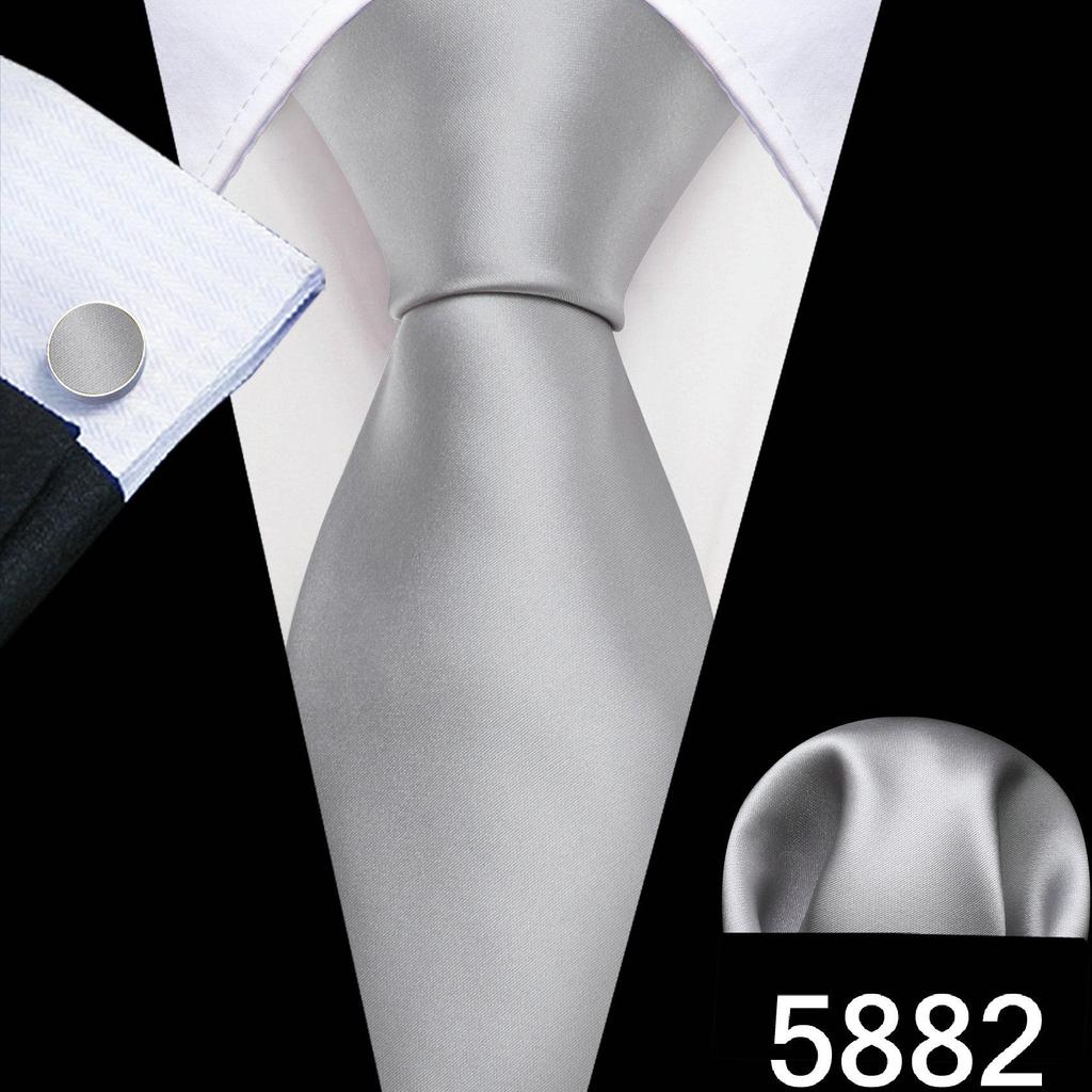 Barry.Wang Mens Striped Silk Tie Handkerchief Cufflinks Formal Necktie Set Designer