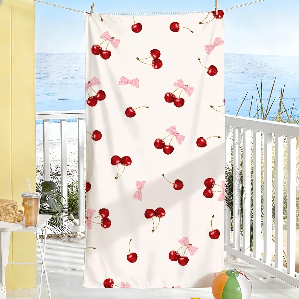 Red Cherry Love Romance Towel Soft Pool Gift For Travel Gym Shower Camping Quick Dry Sports Large Beach Towels