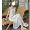 Temperament Neckholder-Slipkleid Damen Neu Sommer Lässig Locker Resort A-Linie Langer Rock
