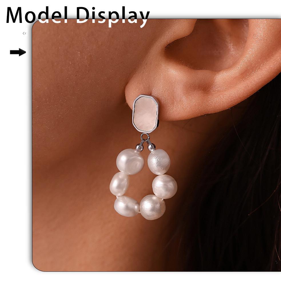 Qiong Yao Freshwater Pearl Shell Stud Earrings for Women - Light Luxury & Sweet Temperament Style