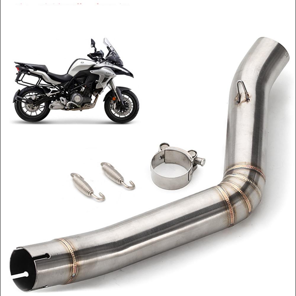 Stainless Steel Motorcycle Exhaust Muffler Motorcycle Exhaust Vent Middle Link Pipe for Benelli TRK 502