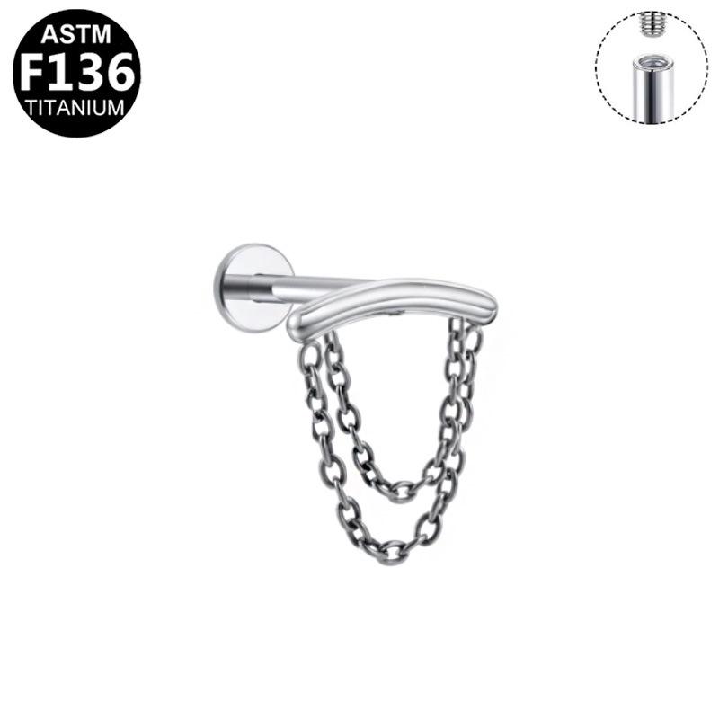 G23 Titanium Crown Internal Thread Cartilage Stud Piercing Jewelry