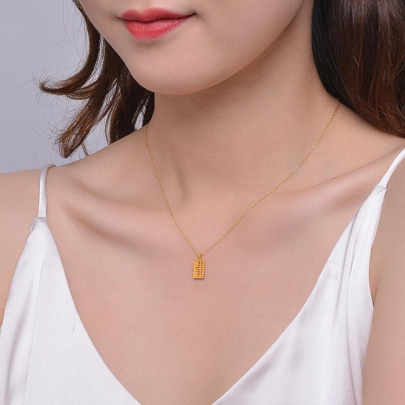 Xinfly 2023 Trendy Luxury Jewelry Fashion Solid 999 Pure 24K Gold Abacus Bead Lucky Charms Pendants 18K Gold Necklace