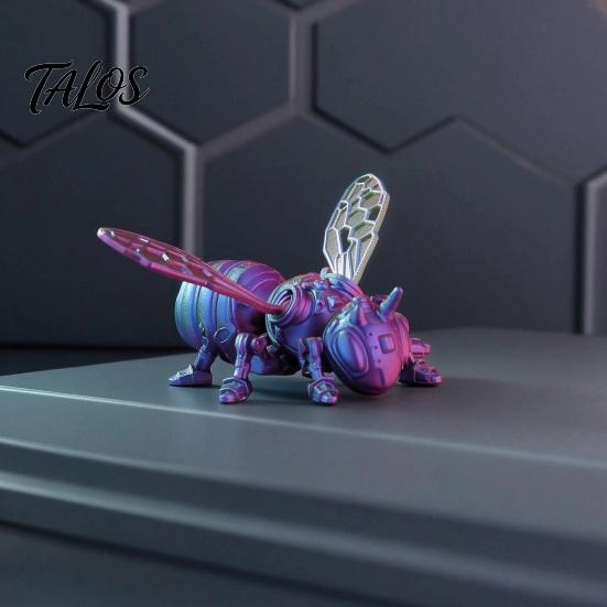 Mechanical Insect Figurine 3D Printed Cyberpunk Bee Figurine, Movable Joints Hornet Ornament, Articulated Wasp Fidget Toy, Stress Relief Desk Gift for