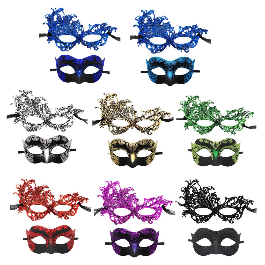 Set of 2 Elegant Party Masks Accessory Luxurious His And Hers Half Face Jazz Masks For Costume Balls And Themed Events