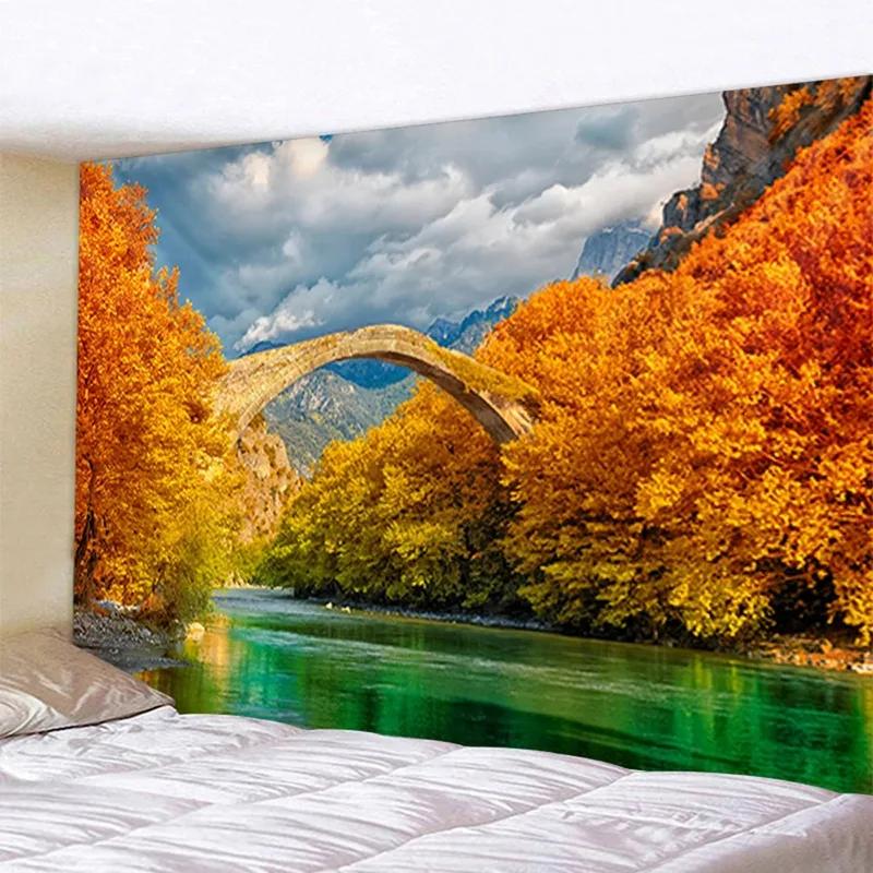 Home Wall Decoration Tapestry Fantasy Stone Arch Bridge Landscape Background Office Living Room Tapestry