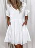 Fashion Women's V-neck Casual Summer Color Short Sleeve Dress