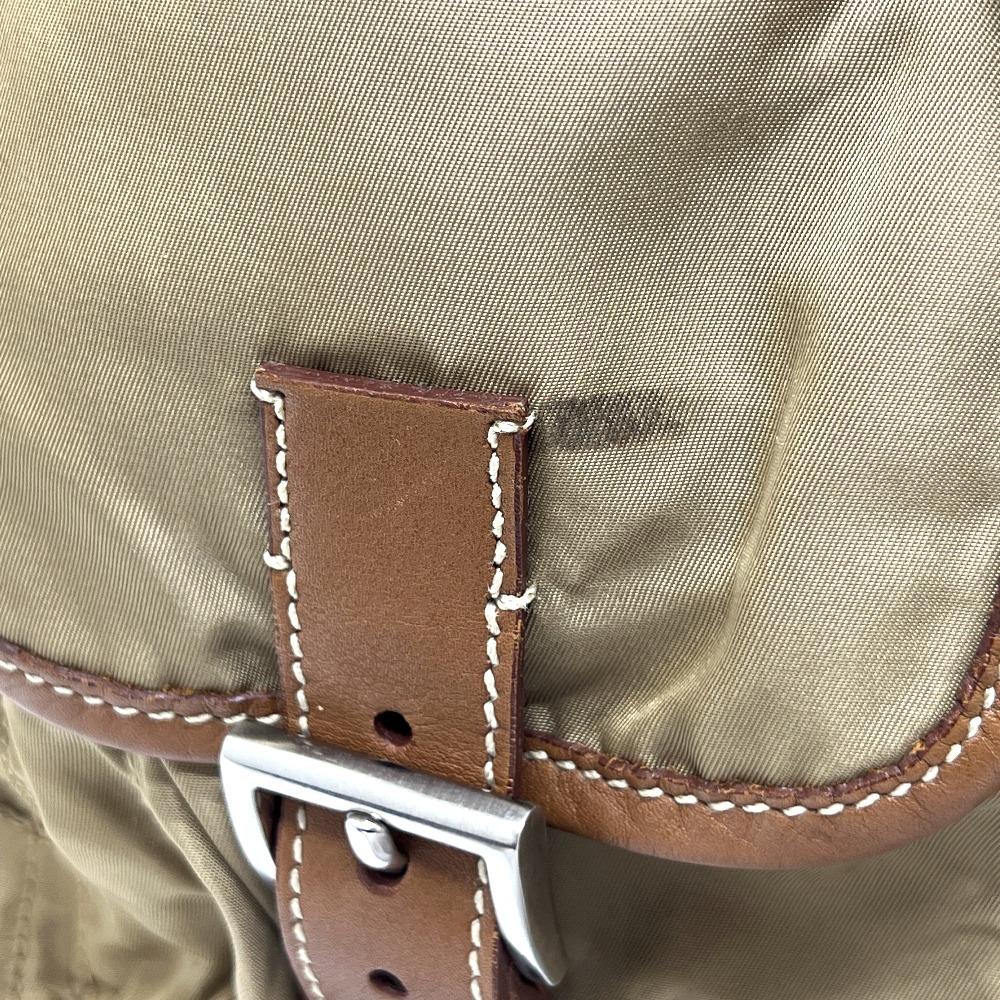 PRADA Logo Plate W Pocket Backpack Backpack Nylon Brown/SilverHardware