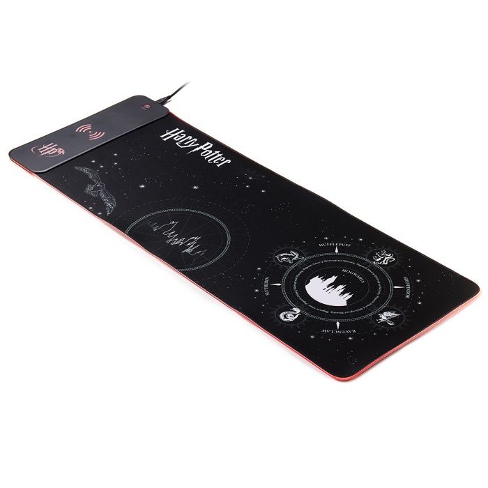 Tapis de souris de jeu xl - numskull - harry potter - chargeur sans fil 15w - led rvb - antidérapant