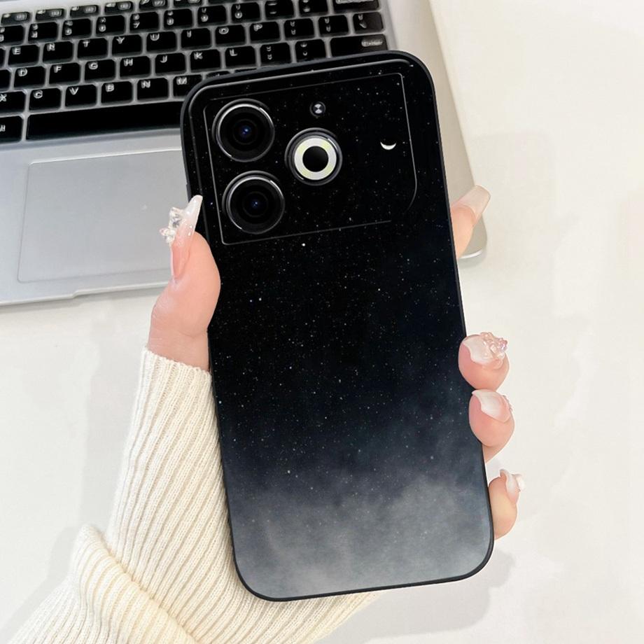 For Tecno Pova 6 Neo Pova6Neo Case Liquid Silicone Soft TPU Back Cover 2024 Fashion Phone Funda Gothic Black Night Bumper