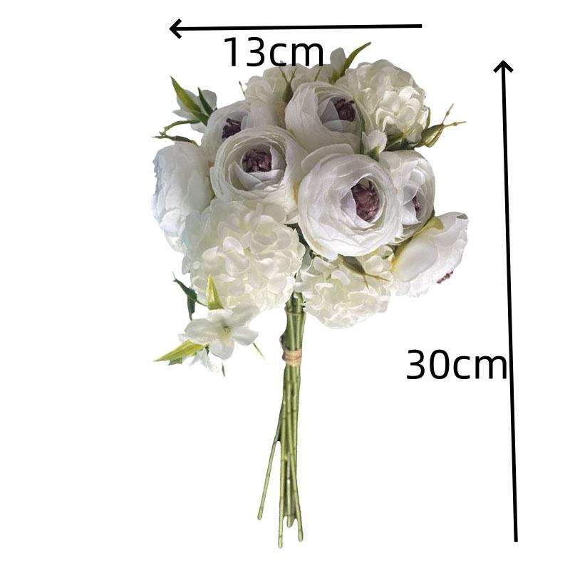 Gemischt mit bestickter Kugel Teeblumenkombination Gefälschter Blumenstrauß Heimdekoration Blumenarrangement Passende Materialien Hochzeit Pfingstrose Künstliche Blume