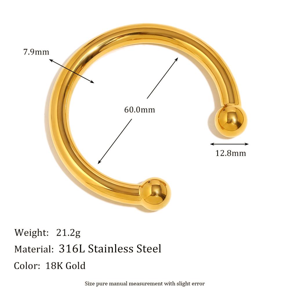 

MamacitaSlay Classic 18K Gold Plated Stainless Steel Wide Edge Open Bracelet For Women s Retro Waterproof Wrist Jewelry Gift 60-72mm
