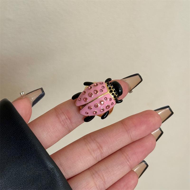Geometric Insect Drip Oil Ring Korean Fashion Beetle Painting Ring Minority Design Jewelry Accessories Chunky Enamel Ring Gift