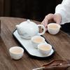 Chinese ink and wash Dehua white porcelain Kung Fu tea set business office gift box suet jade business gift portable ceramics
