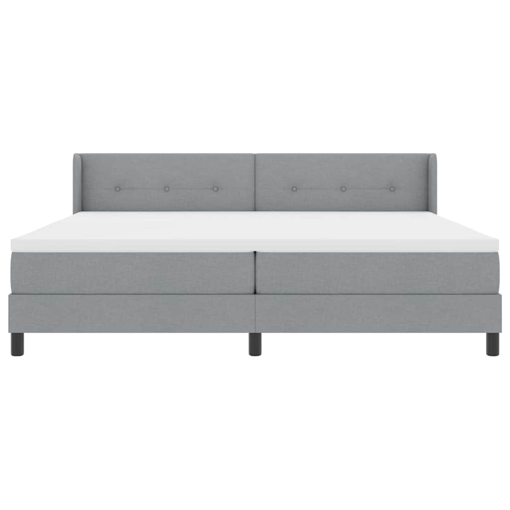 Box Spring Bed with Headboard Light Gray 200 X 200 Cm Fabric