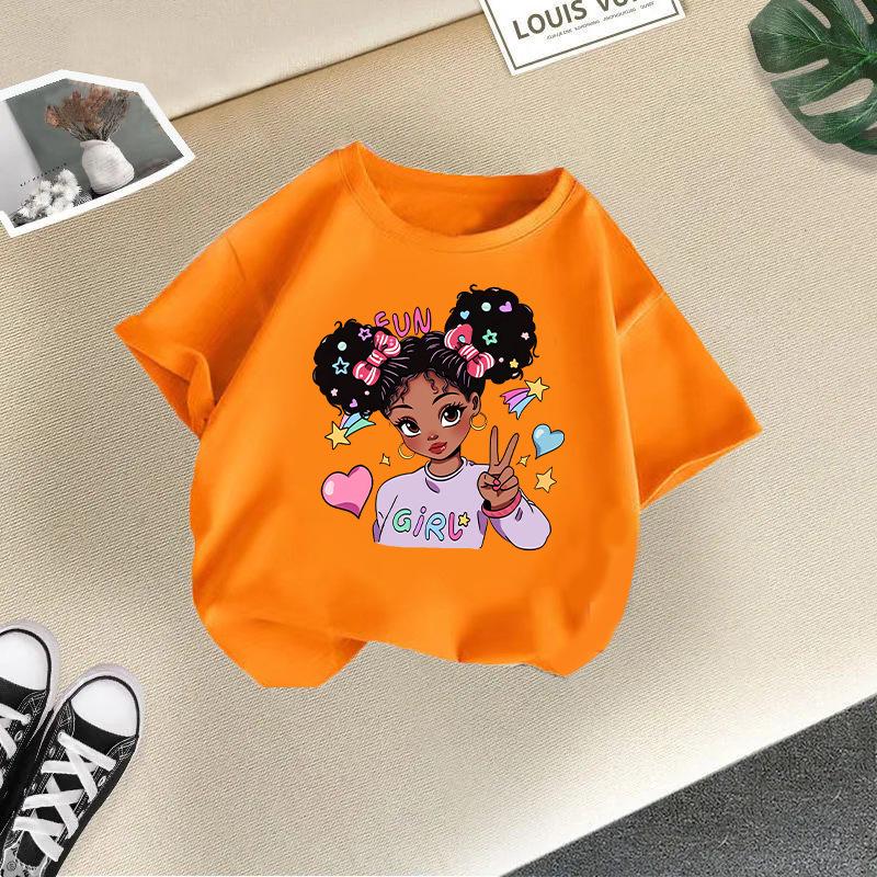 Girls' Cartoon Print Casual Round Neck Short-Sleeve T-Shirt - Summer Collection