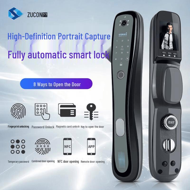 ZUCON Smart Fingerprint Door Lock with Electronic Peephole Camera CN plug (adapter included)
